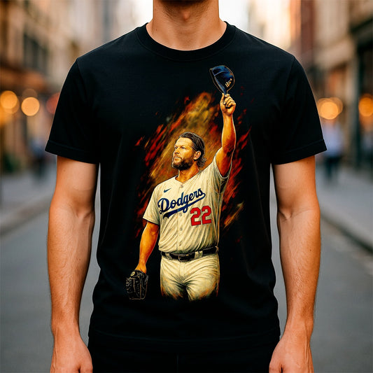 Halftone Lab - MLB Legends Los Angeles Dodgers Clayton Kershaw 01 - Black Tee