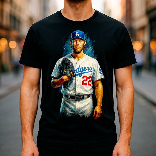Halftone Lab - MLB Legends Los Angeles Dodgers Clayton Kershaw 03 - Black Tee