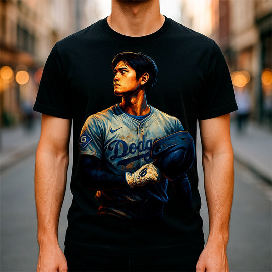 Halftone Lab - MLB Legends Los Angeles Dodgers Shohei Ohtani 02 - Black Tee