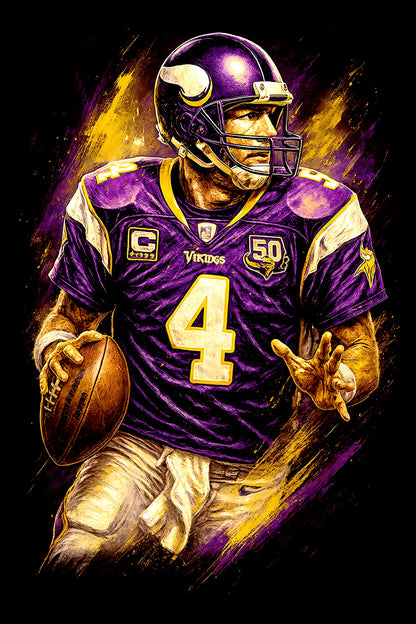 Halftone Lab - Minnesota Vikings Brett Favre NFL034 - Black Tee