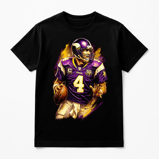 Halftone Lab - Minnesota Vikings Brett Favre NFL034 - Black Tee