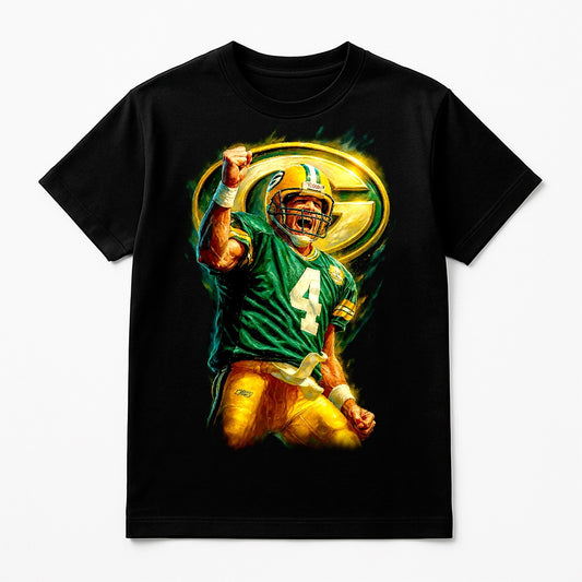 Halftone Lab - Green Bay Packers Brett Favre NFL035 - Black Tee