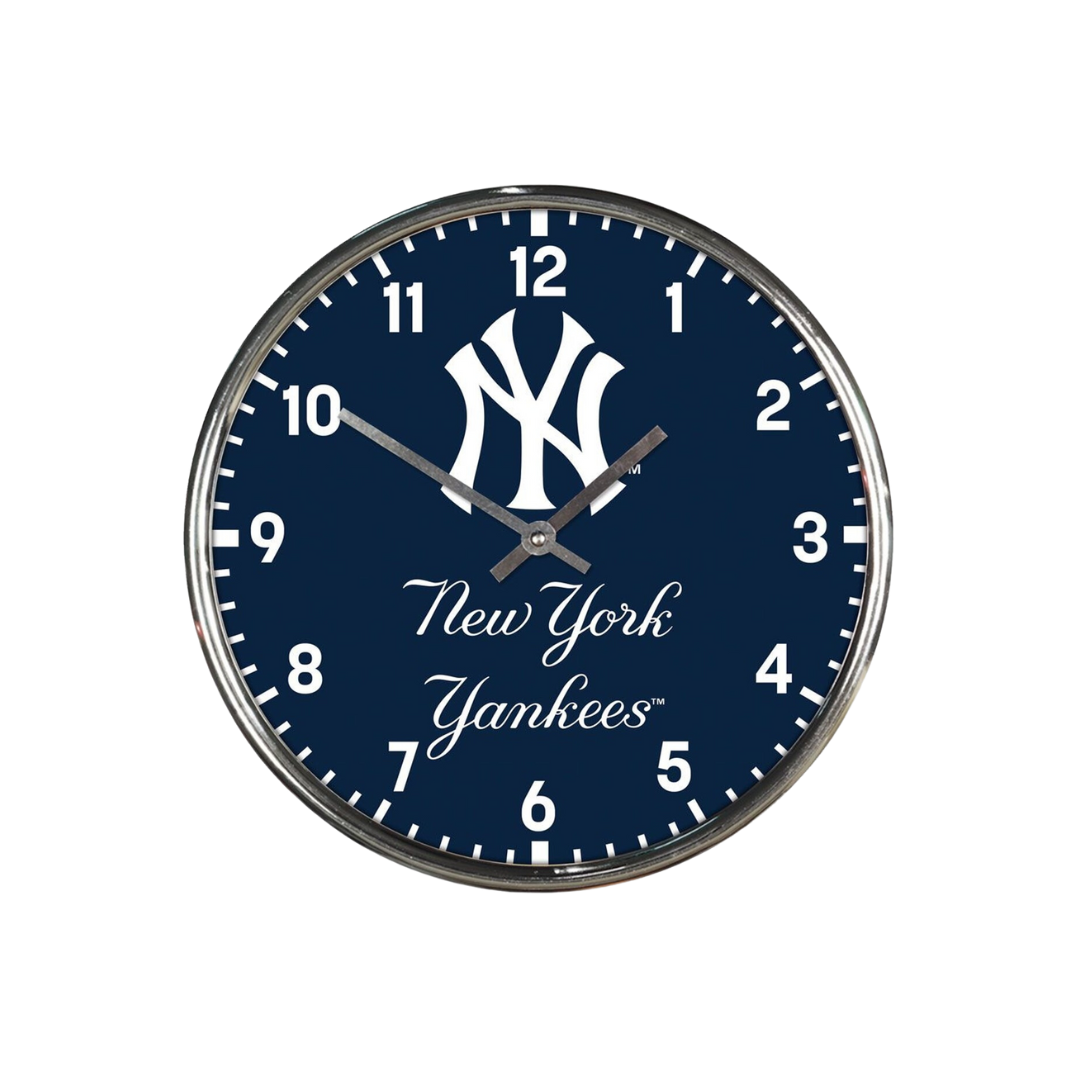 ROUND CHROME CLOCK MLB YANKEES TEAM COLOR