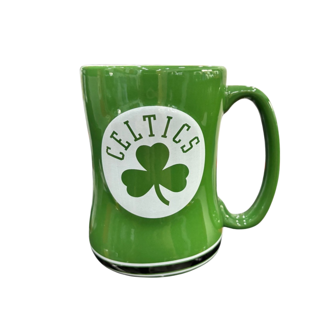 COFFEE MUG SCULPTED RELIEF SRM NBA CELTICS 14OZ TEAM COLOR