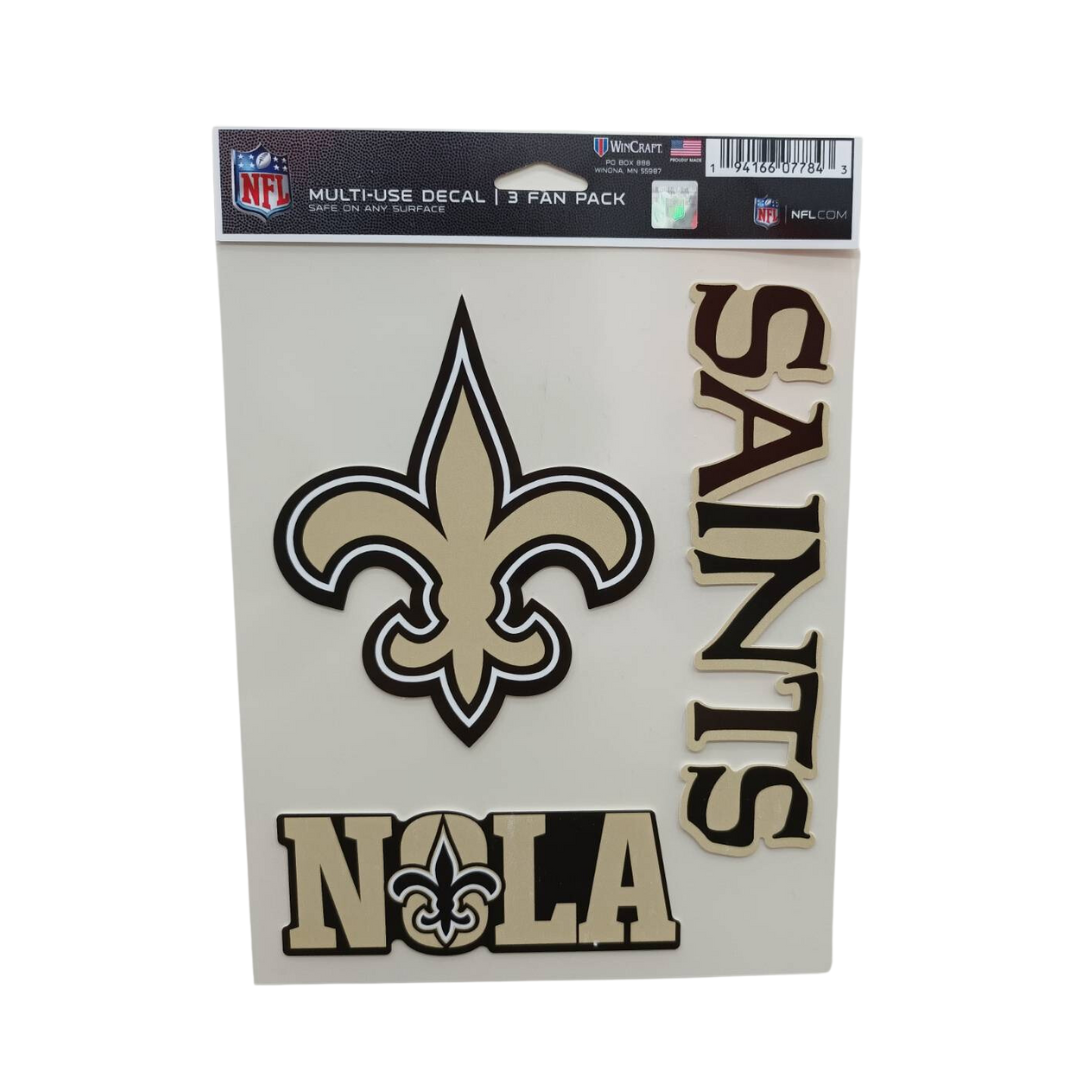 MULTI USE DECAL 3 PIECE SET CODIGO MUD NFL SAINTS TEAM COLOR