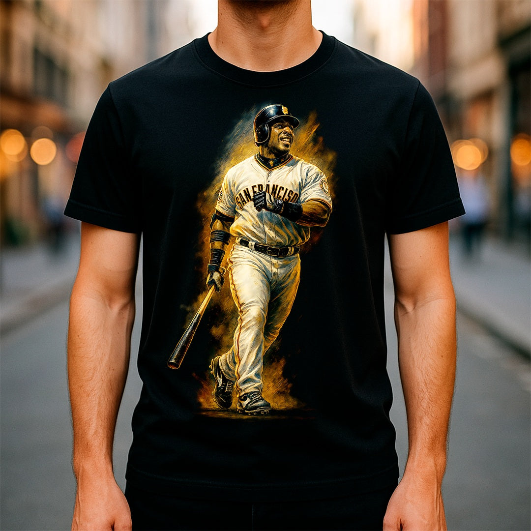 Halftone Lab - MLB Legends San Francisco Giants Barry Bonds 01 - Black Tee