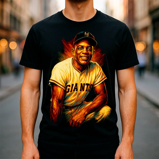 Halftone Lab - MLB Legends San Francisco Giants Willie Mays 02 - Black Tee