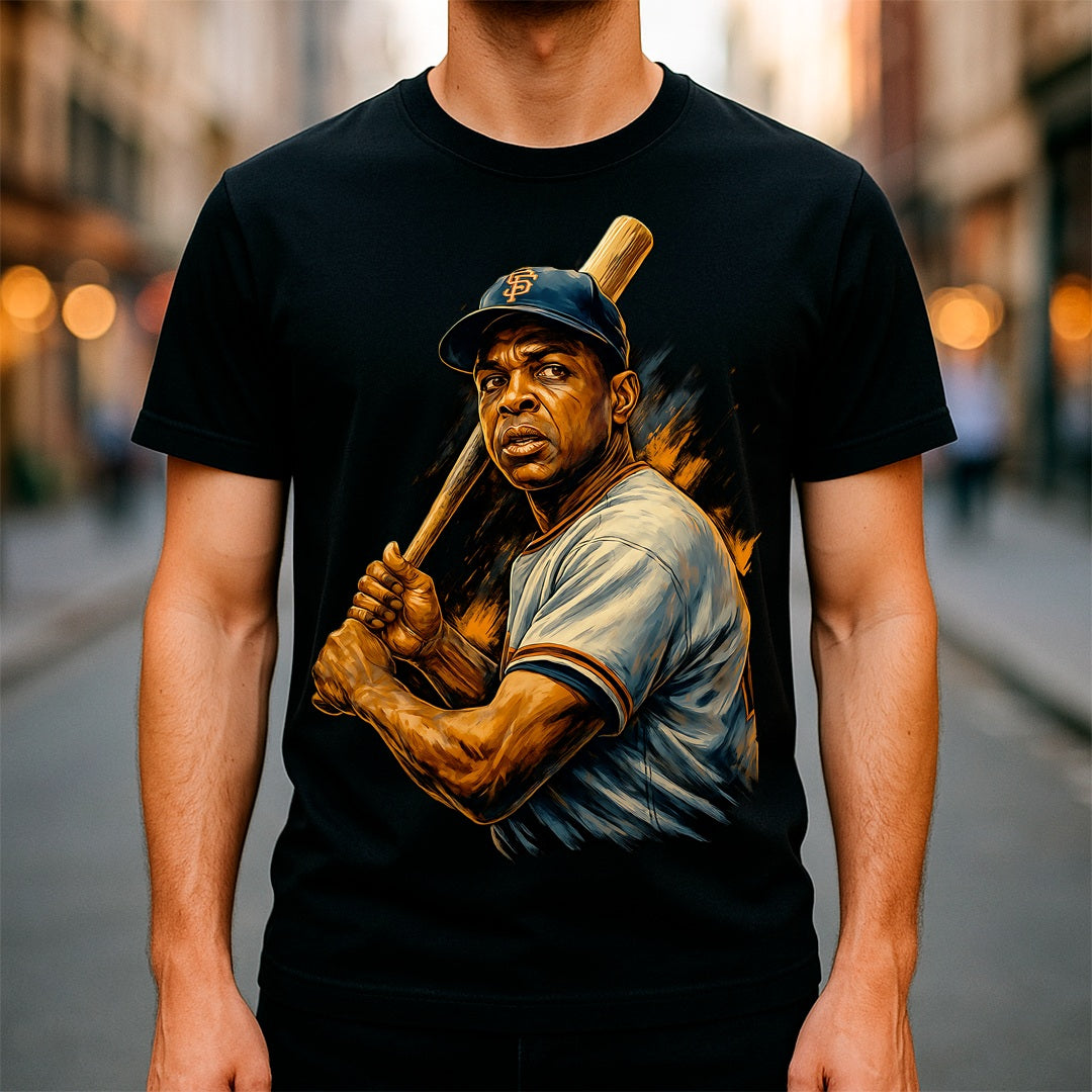 Halftone Lab - MLB Legends San Francisco Giants Willie Mays 03 - Black Tee