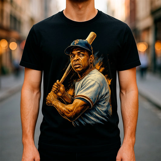 Halftone Lab - MLB Legends San Francisco Giants Willie Mays 03 - Black Tee
