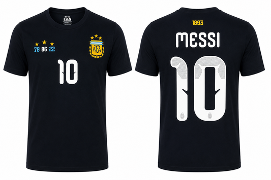 Argentina Messi # 10 World Cup 78/86/22 T-Shirt - Navy