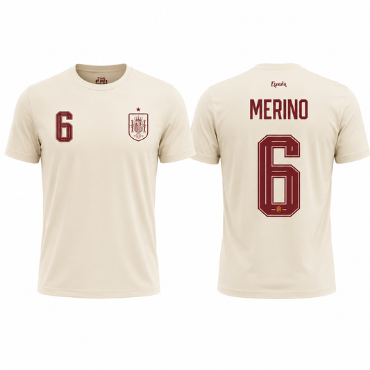 España Merino # 6 World Cup T-Shirt - Cream