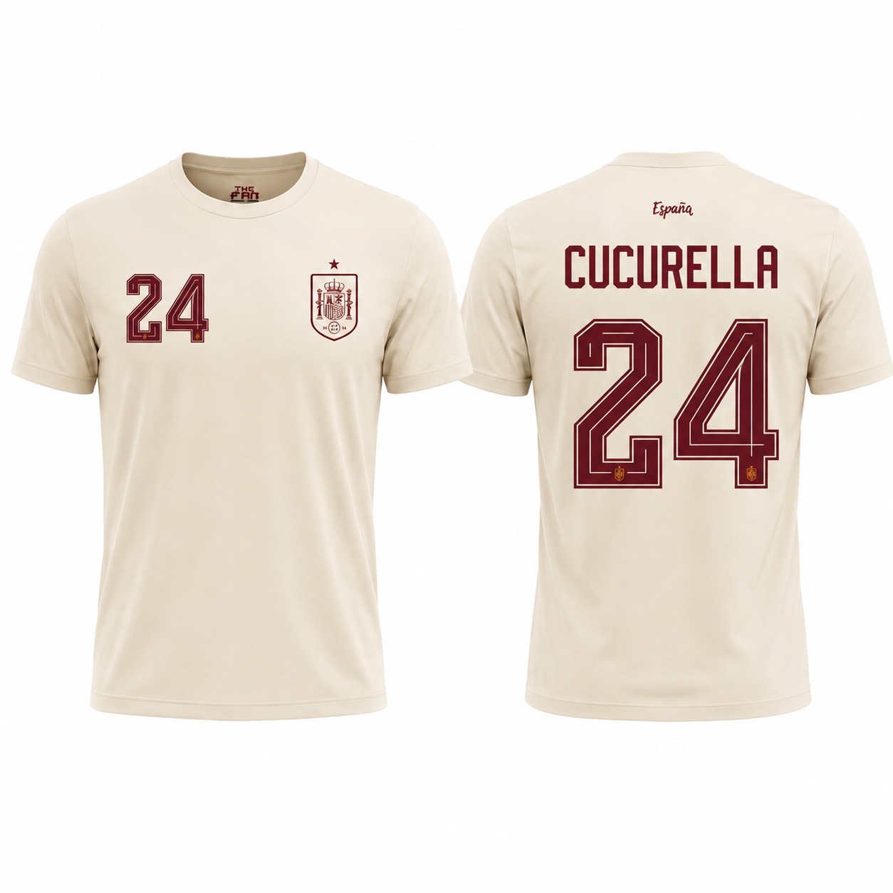 España Cucurella # 24 World Cup T-Shirt - Cream