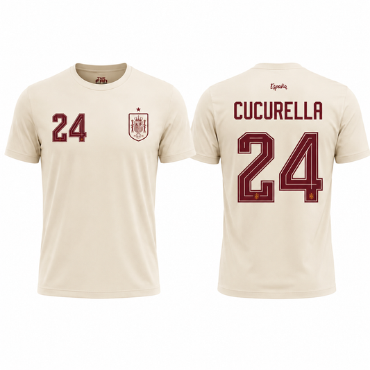 España Cucurella # 24 World Cup T-Shirt - Cream