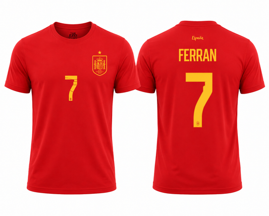España Ferran Torres # 7 World Cup 2026 T-Shirt - Red
