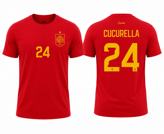 España Cucurella # 24 World Cup 2026 T-Shirt - Red