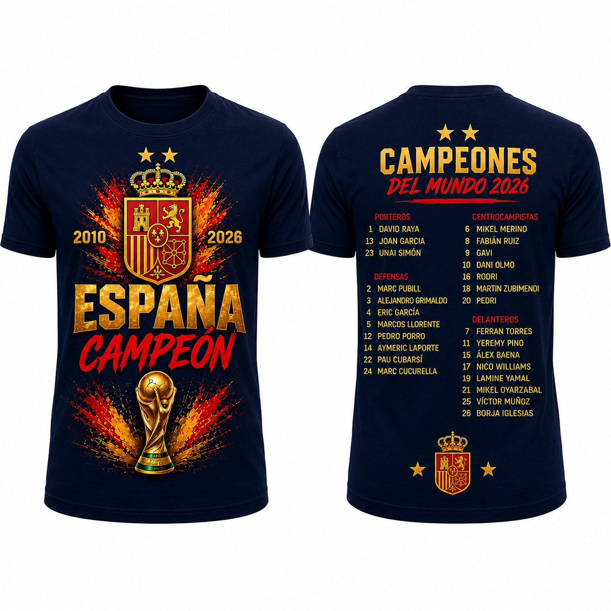España Campeones World Cup 2026 T-Shirt - Navy