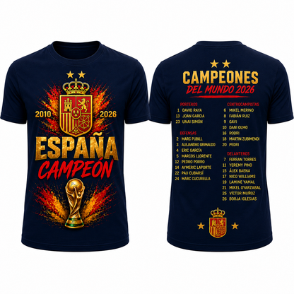 España Campeones World Cup 2026 T-Shirt - Navy