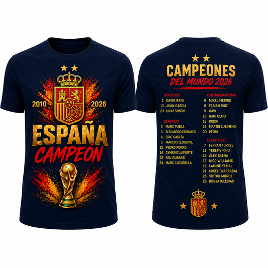 España Campeones World Cup 2026 T-Shirt - Navy