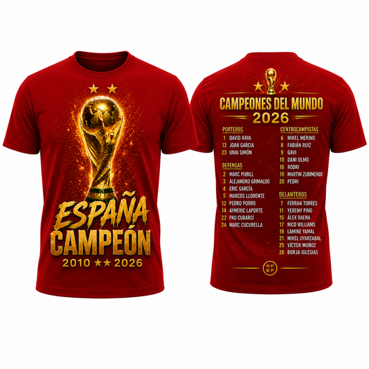 España Campeones World Cup 2026 T-Shirt - Red
