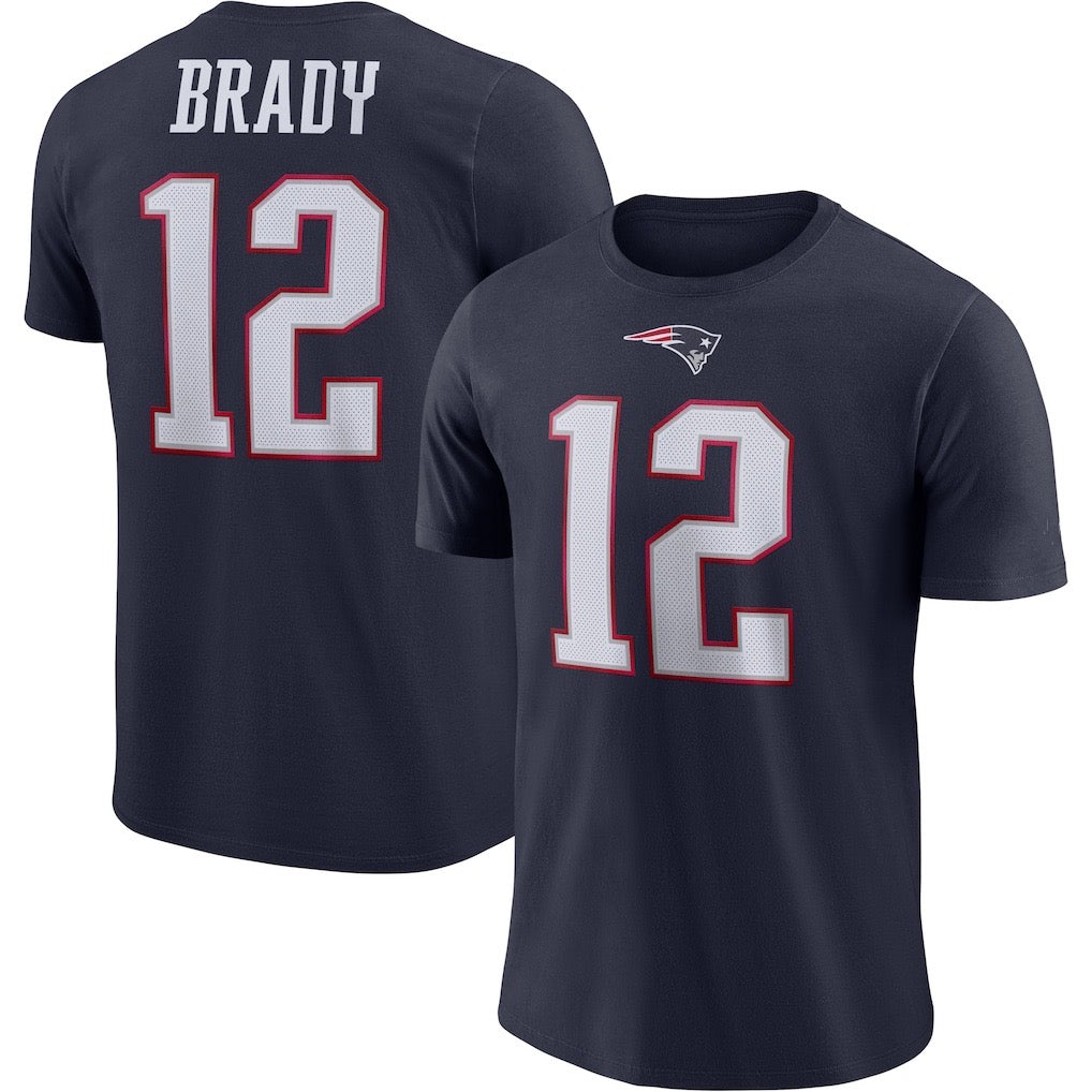 Tom Brady New England Patriots Icon Name & Number T-Shirt - Navy Blue