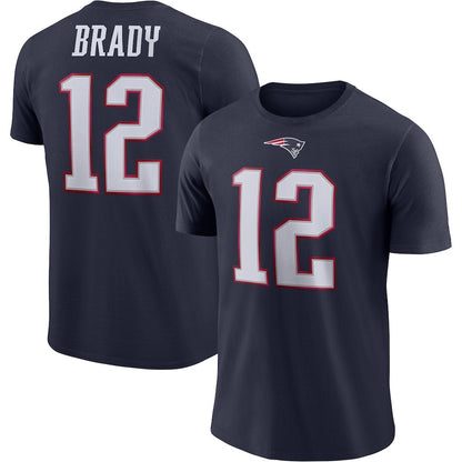 Tom Brady New England Patriots Icon Name & Number T-Shirt - Navy Blue