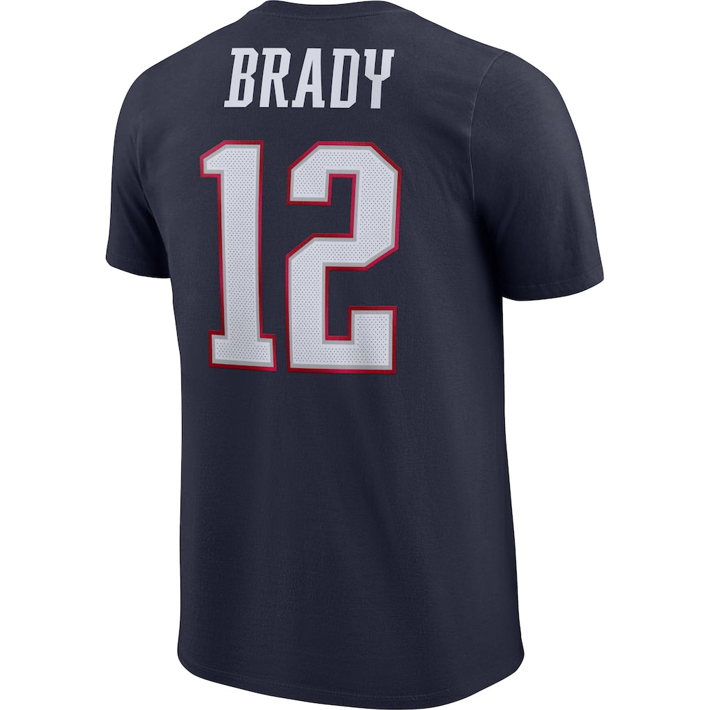Tom Brady New England Patriots Icon Name & Number T-Shirt - Navy Blue