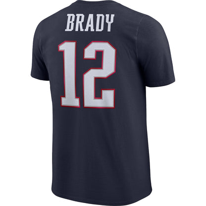 Tom Brady New England Patriots Icon Name & Number T-Shirt - Navy Blue
