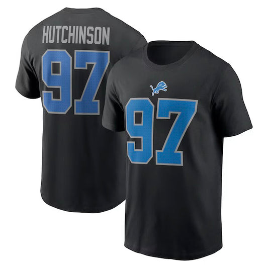 Aidan Hutchinson Detroit Lions Player Name & Number T-Shirt - Black