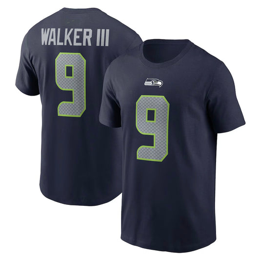 Kenneth Walker III Seattle Seahawks Player Name & Number T-Shirt - Collegue Navy