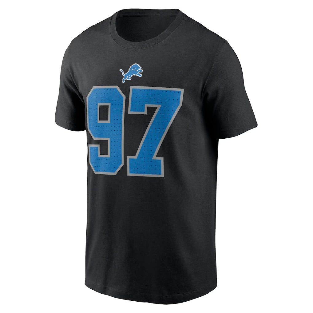 Aidan Hutchinson Detroit Lions Player Name & Number T-Shirt - Black
