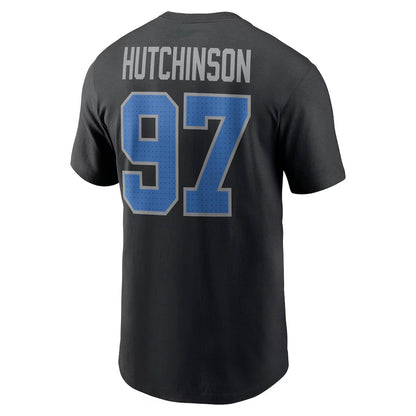 Aidan Hutchinson Detroit Lions Player Name & Number T-Shirt - Black