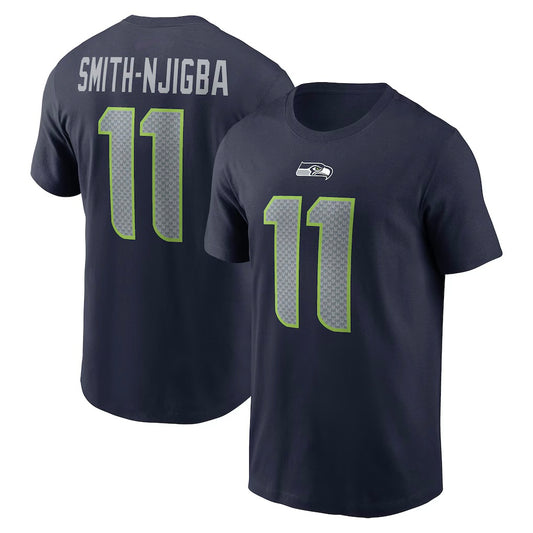 Yaxon Smith-Njigba Seattle Seahawks Player Name & Number T-Shirt - Collegue Navy