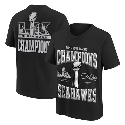 Seattle Seahawks Super Bowl LX Champions Locker Room Trophy Collection Replica T-Shirt - Black