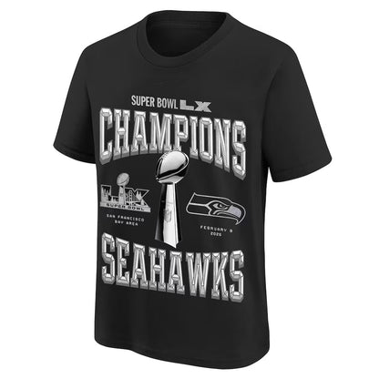 Seattle Seahawks Super Bowl LX Champions Locker Room Trophy Collection Replica T-Shirt - Black