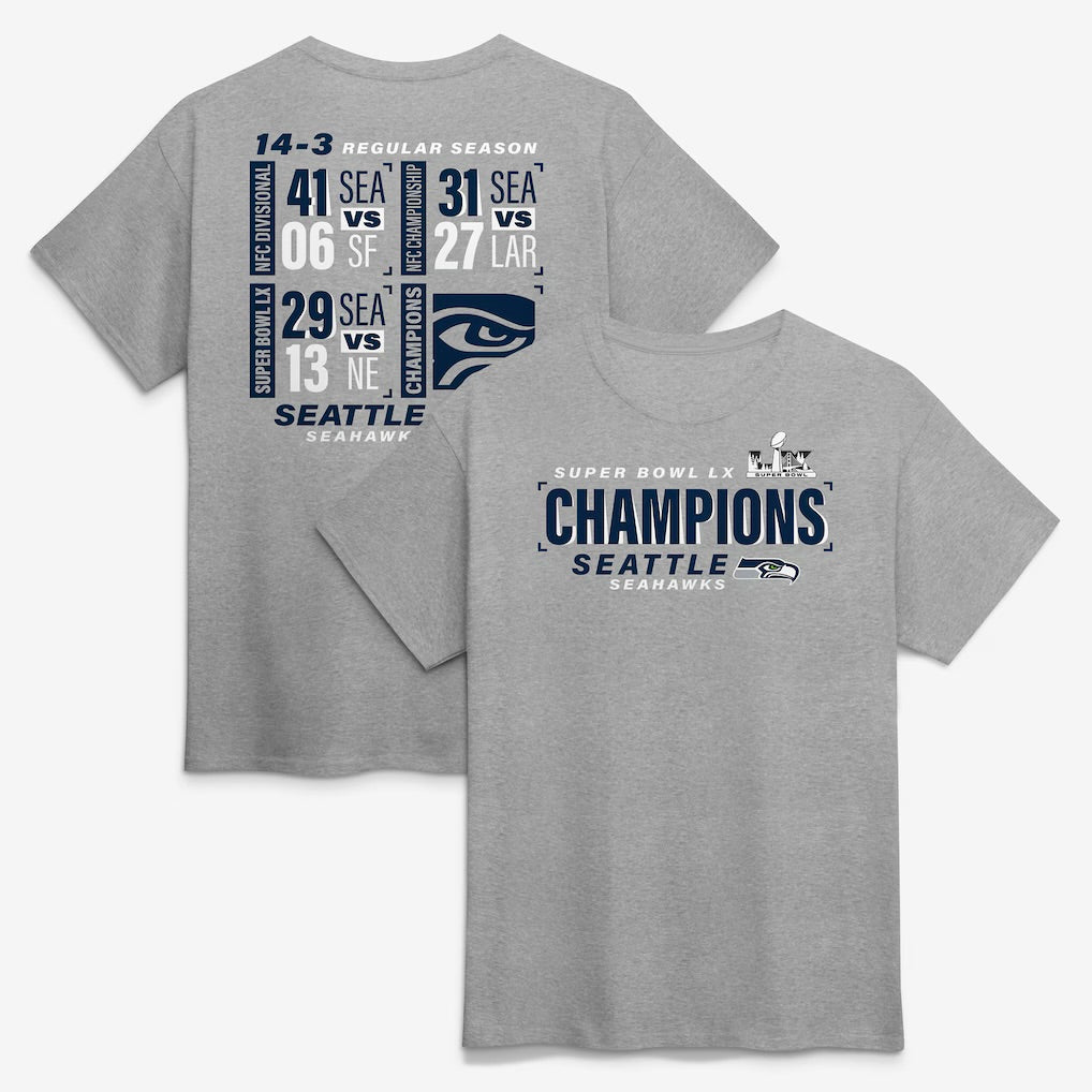 Seattle Seahawks NFL Champions T-Shirt - Heather Gray