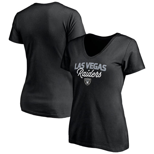 Las Vegas Raiders Women's Depth Chart V-Neck T-Shirt - Black
