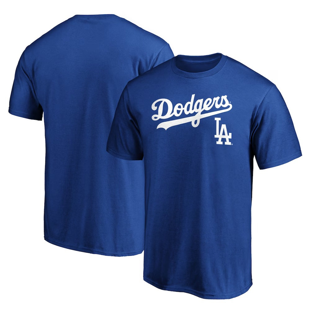 Los Angeles Dodgers Team Lock Up Wordmark T-Shirt - Royal