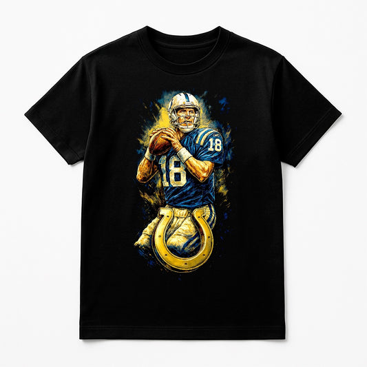 Halftone Lab - Indianapolis Colts Peyton Manning NFL017 - Black Tee