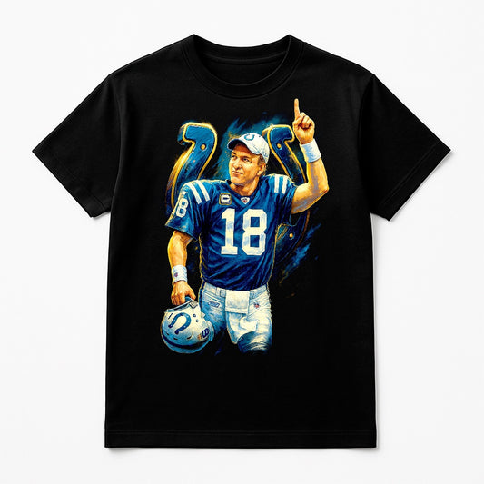 Halftone Lab - Indianapolis Colts Peyton Manning NFL018 - Black Tee