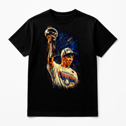 Halftone Lab - Indianapolis Colts Peyton Manning NFL020 - Black Tee