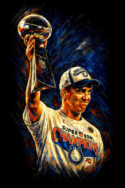 Halftone Lab - Indianapolis Colts Peyton Manning NFL020 - Black Tee