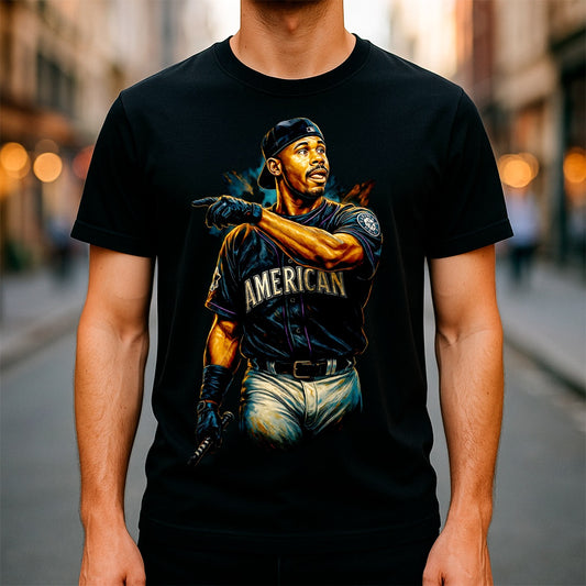 Halftone Lab - MLB Legends Seattle Mariners Ken Griffey Jr 01 - Black Tee