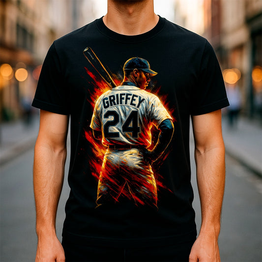 Halftone Lab - MLB Legends Seattle Mariners Ken Griffey Jr 02 - Black Tee