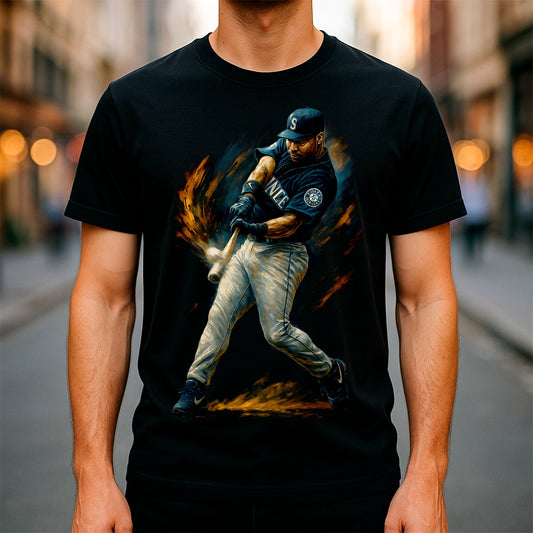 Halftone Lab - MLB Legends Seattle Mariners Ken Griffey Jr 03 - Black Tee