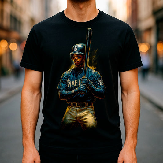 Halftone Lab - MLB Legends Seattle Mariners Ken Griffey Jr 04 - Black Tee