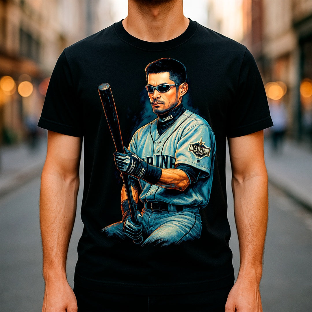 Halftone Lab - MLB Legends Seattle Mariners Ichiro Suzuki 02 - Black Tee
