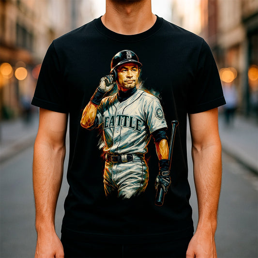 Halftone Lab - MLB Legends Seattle Mariners Ichiro Suzuki 03 - Black Tee