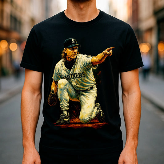 Halftone Lab - MLB Legends Seattle Mariners Randy Johnson 01 - Black Tee