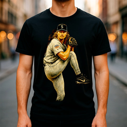Halftone Lab - MLB Legends Seattle Mariners Randy Johnson 03 - Black Tee
