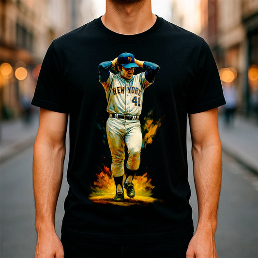 Halftone Lab - MLB Legends New York Mets Tom Seaver 04 - Black Tee